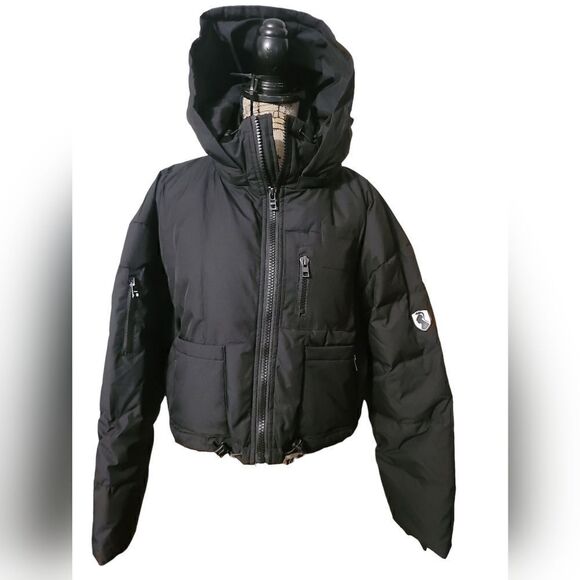 VHNY Vivienne Hu New York Cropped Black Puffer Jacket Ladies Size L - Picture 1 of 11